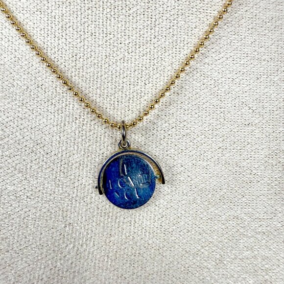 Marc Jacobs I Love You Spinning Pendant Necklace 18K Gold Plated Ball Chain - Picture 2 of 3